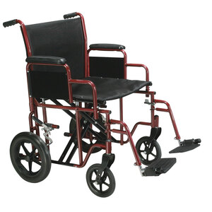 Drive Medical Bariatric Heavy Duty Transport Wheelchair with Swing Away Footrest, Red