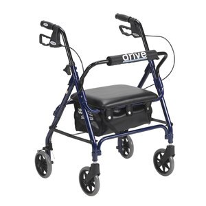 Drive Medical Junior Rollator Rolling Walker with Padded Seat, Blue