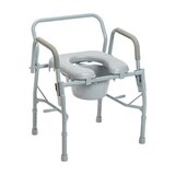 Drive Medical Steel Drop Arm Bedside Commode with Padded Seat and Arms, thumbnail image 1 of 5