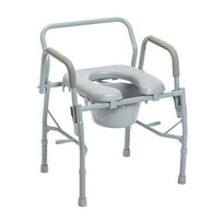 Drive Medical - Silla de acero con orinal para el costado de la cama, con brazos y asiento acolchados