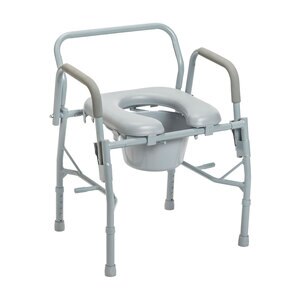 Drive Medical Steel Drop Arm Bedside Commode With Padded Seat And Arms , CVS