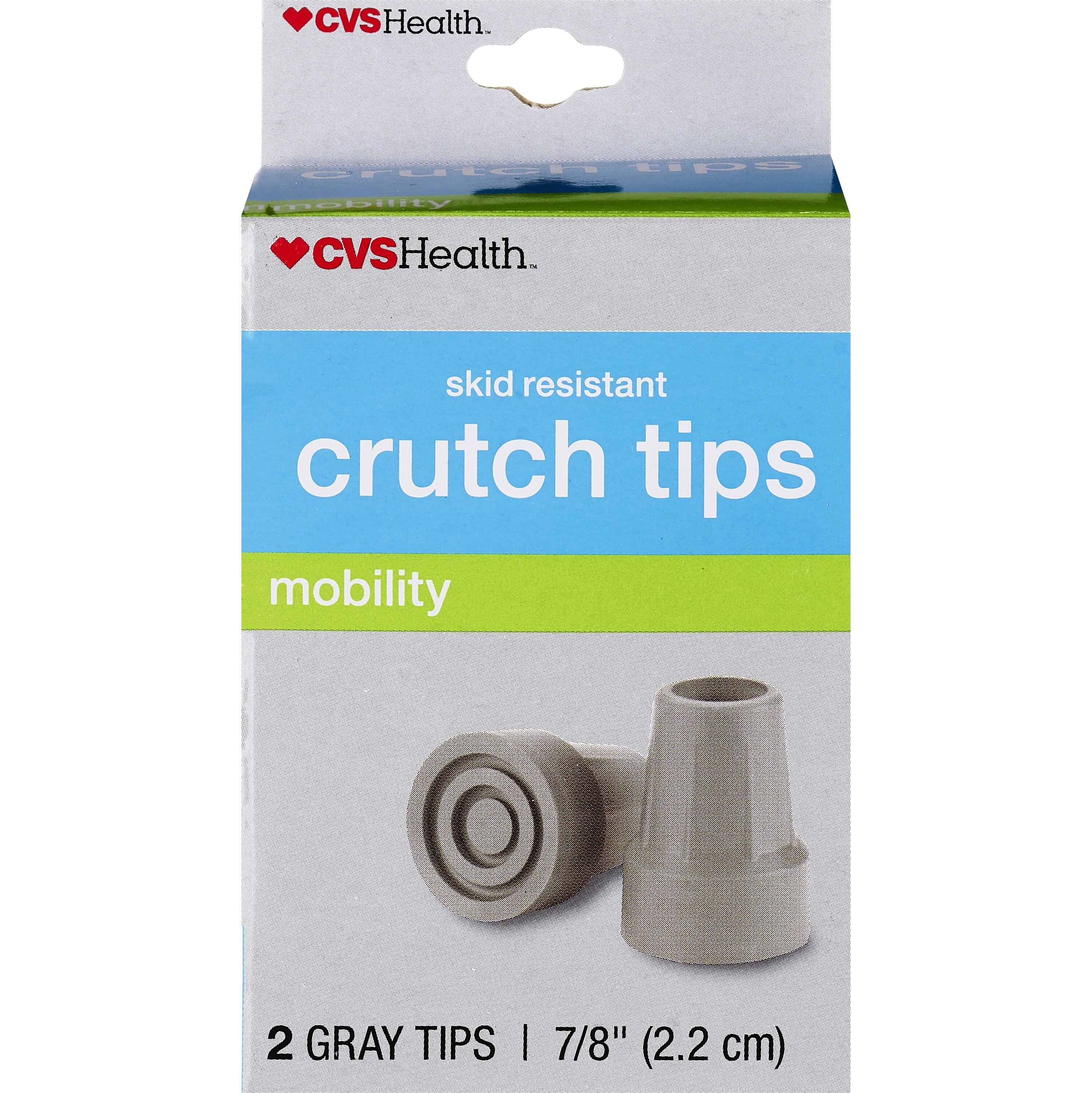 CVS Health Crutch Tips, Gray, 7/8, 2 Ct