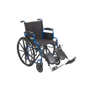 Drive Medical Blue Streak Wheelchair with Flip Back Desk Arms, Elevating Leg Rests