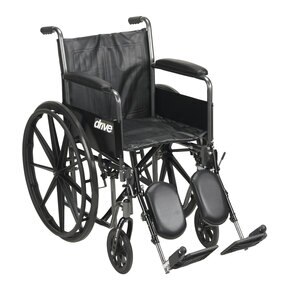 Drive Medical Silver Sport 2 Wheelchair With Detachable Full Arms And Elevating Leg Rests, 18 Seat , CVS