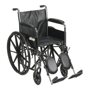 Drive Medical Silver Sport 2 Wheelchair with Detachable Full Arms and Elevating Leg Rests, 20"" Seat