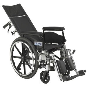 Drive Medical Viper Plus GT Full Reclining Wheelchair, Detachable Full Arms, 18 Seat , CVS