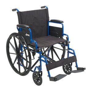 Drive Medical Blue Streak Wheelchair with Flip Back Desk Arms, Swing Away Footrests