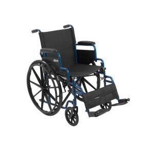  Drive Medical Blue Streak Wheelchair with Flip Back Desk Arms, Swing Away Footrests 