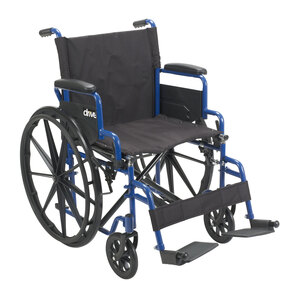 Drive Medical Blue Streak Wheelchair with Flip Back Desk Arms, Swing Away Footrests, 20"" Seat