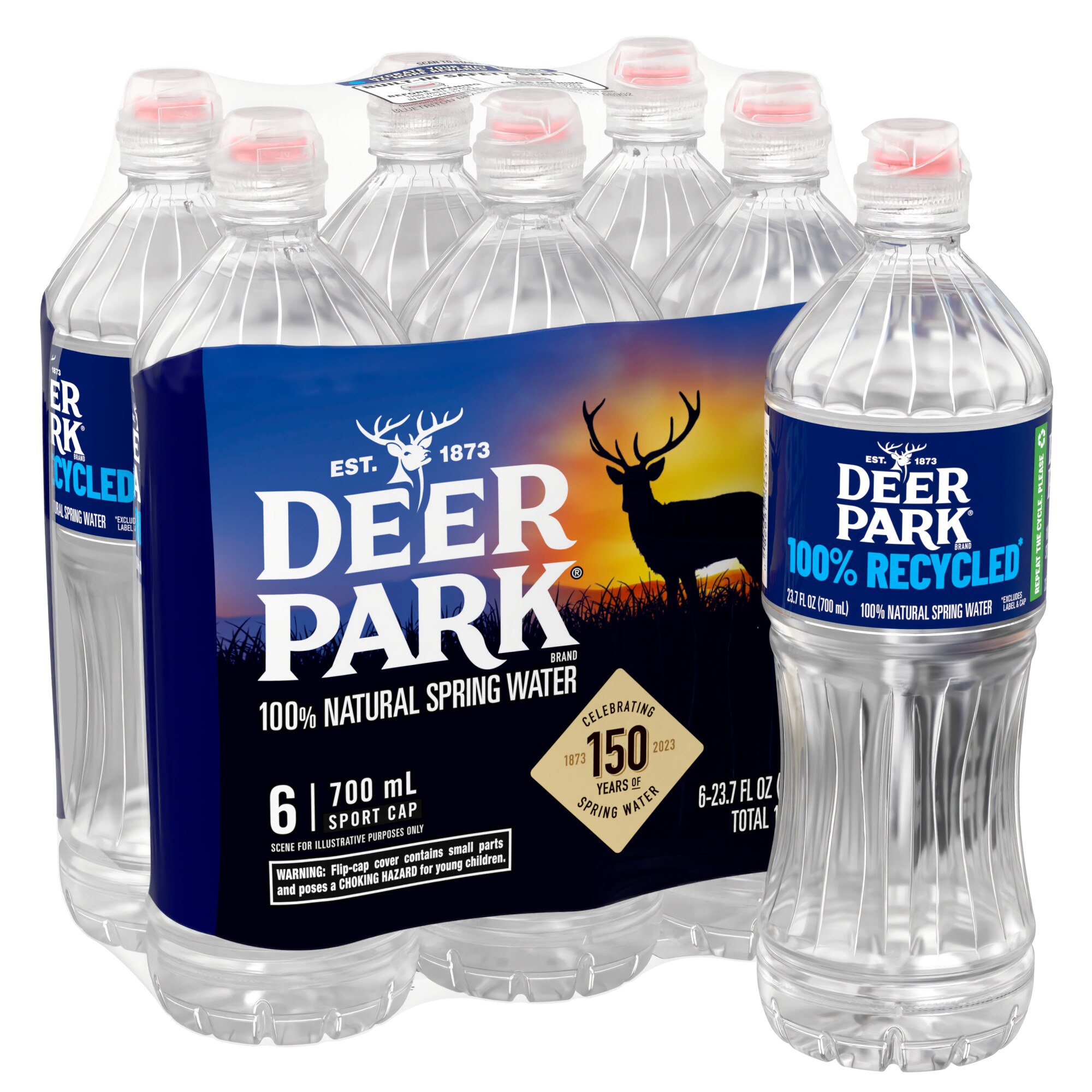  Deer Park 100% Natural Spring Water, 23.7-ounce plastic sport cap bottles (Pack of 6) 