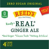 Reed's Zero Sugar Ginger Ale, Cans, 4 ct, 12 oz, thumbnail image 3 of 4