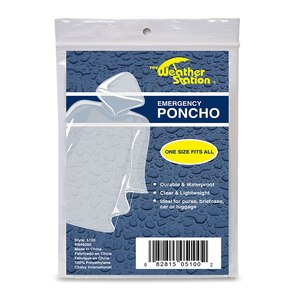 Weather Station Emergency Rain Poncho, Clear , CVS