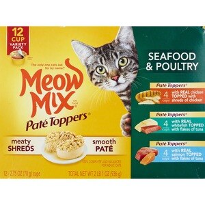 Meow Mix Pate Toppers, Seafood & Poultry - 33 Oz , CVS