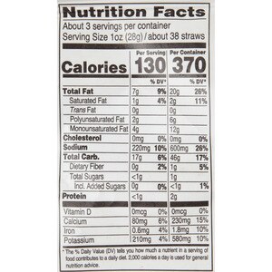 Veggie straws carbs