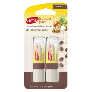 Carmex Comfort Care Natural Lip Balm With Shea Butter, Original, 2 0.15 Oz Sticks , CVS