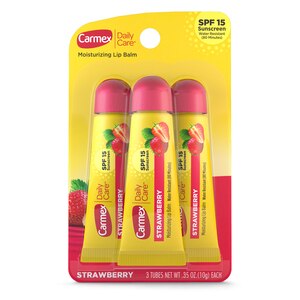 Carmex, Daily Care Moisturizing Lip Balm Tubes With SPF 15, 3 CT, Strawberry , CVS