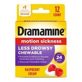 Dramamine, All Day Motion Sickness Relief Chewable Tablets, Raspberry Cream, 12 CT, thumbnail image 1 of 5