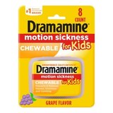 Dramamine Chewable Motion Sickness Relief for Kids, Grape, 8 CT, thumbnail image 1 of 4