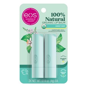 eos - Bálsamo labial en barra, 100% natural y orgánico, Sweet Mint, paquete de 2, 0.14 oz
