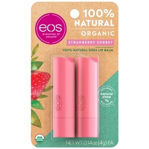  eos 100% Natural & Organic Lip Balm Stick - Strawberry Sorbet 2-pack, 0.14 OZ 