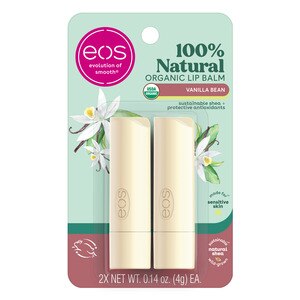 Eos 100% Natural & Organic Lip Balm, Vanilla Bean, 2 0.14 Oz Sticks - 0.28 Oz , CVS
