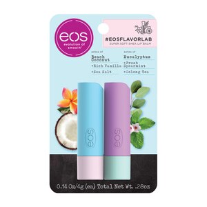 eos flavorlab Stick Lip Balm - Beach Coconut and Eucalyptus 2-pack, 0.14 OZ
