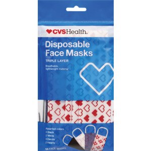 CVS Health Disposable Face Masks, Assorted Colors, 10 CT