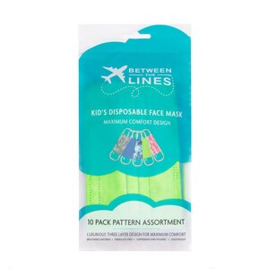 Between The Lines Kid's Disposable Face Mask, 10 Pack Pattern Assortment