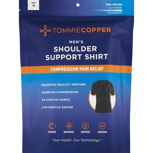Tommie Copper Men's Compression Shoulder Support Shirt, Grey, M