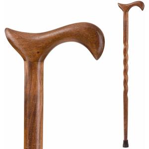 Brazos Twisted Walnut Derby Handcrafted Wood Walking Cane