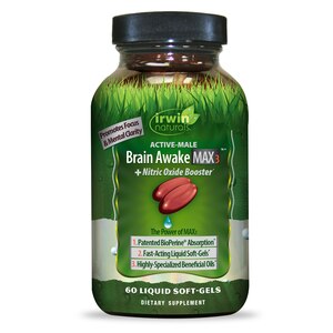Irwin Naturals Brain Awake Max3 + Nitric Oxide Booster Liquid Softgels, 60 CT