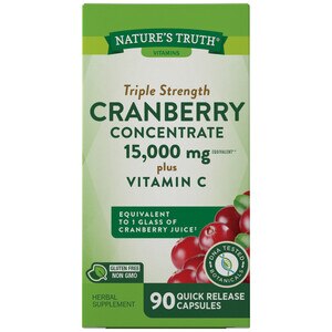 Nature's Truth Triple Strength Cranberry Concentrate 15, 000 Mg Plus Vitamin C, 90 Ct , CVS