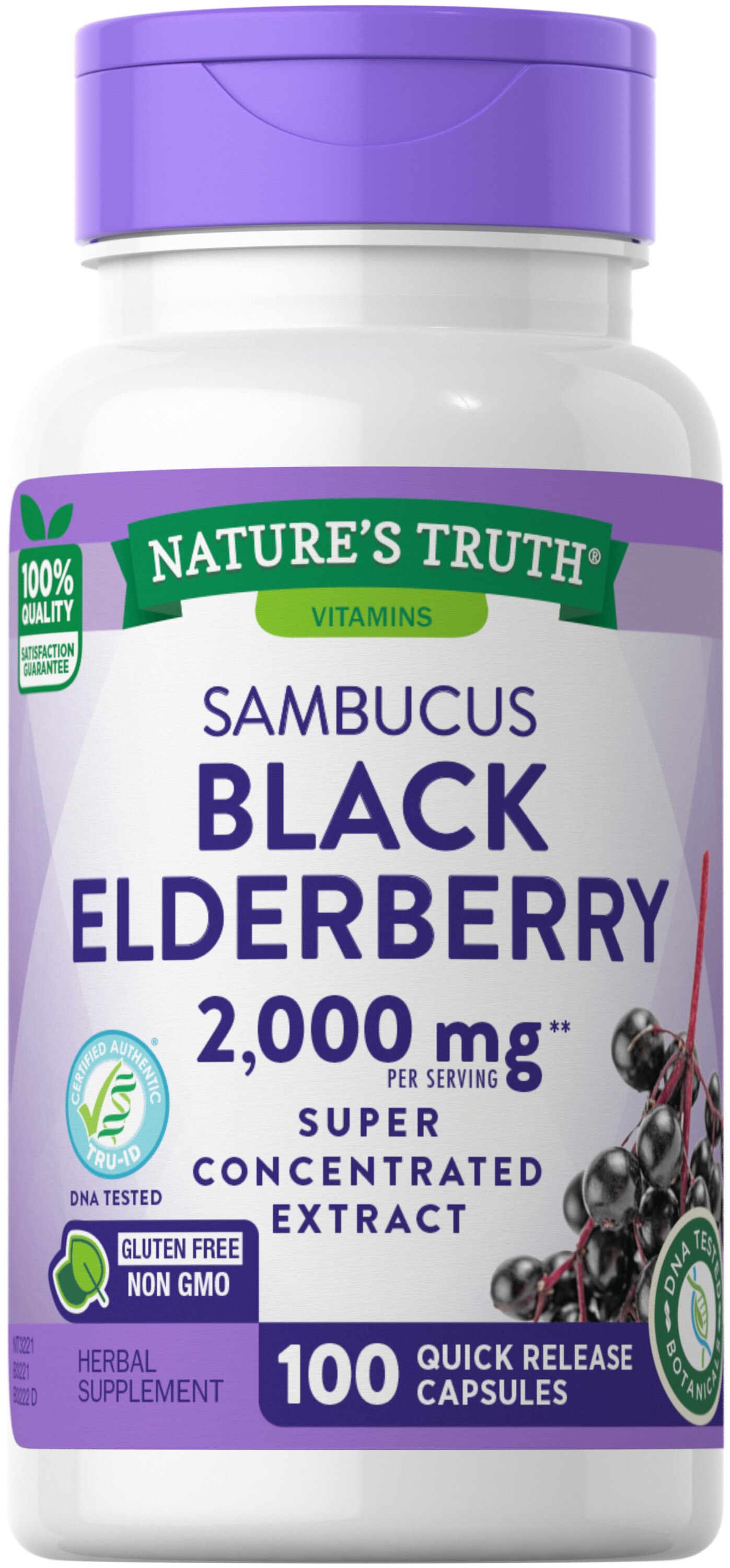 Napz Nature's Truth Sambucus Black Elderberry, 1000 MG - 100 Ct , CVS