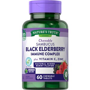 Nature's Truth Sambucus Black Elderberry Immune Complex + Vitamin C & Zinc - Suplemento dietario, 60 u.
