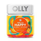 OLLY Hello Happy Gummies, Adult Gummy Worm Supplement, Vitamin D, Tropical Zing, 60CT, thumbnail image 1 of 5