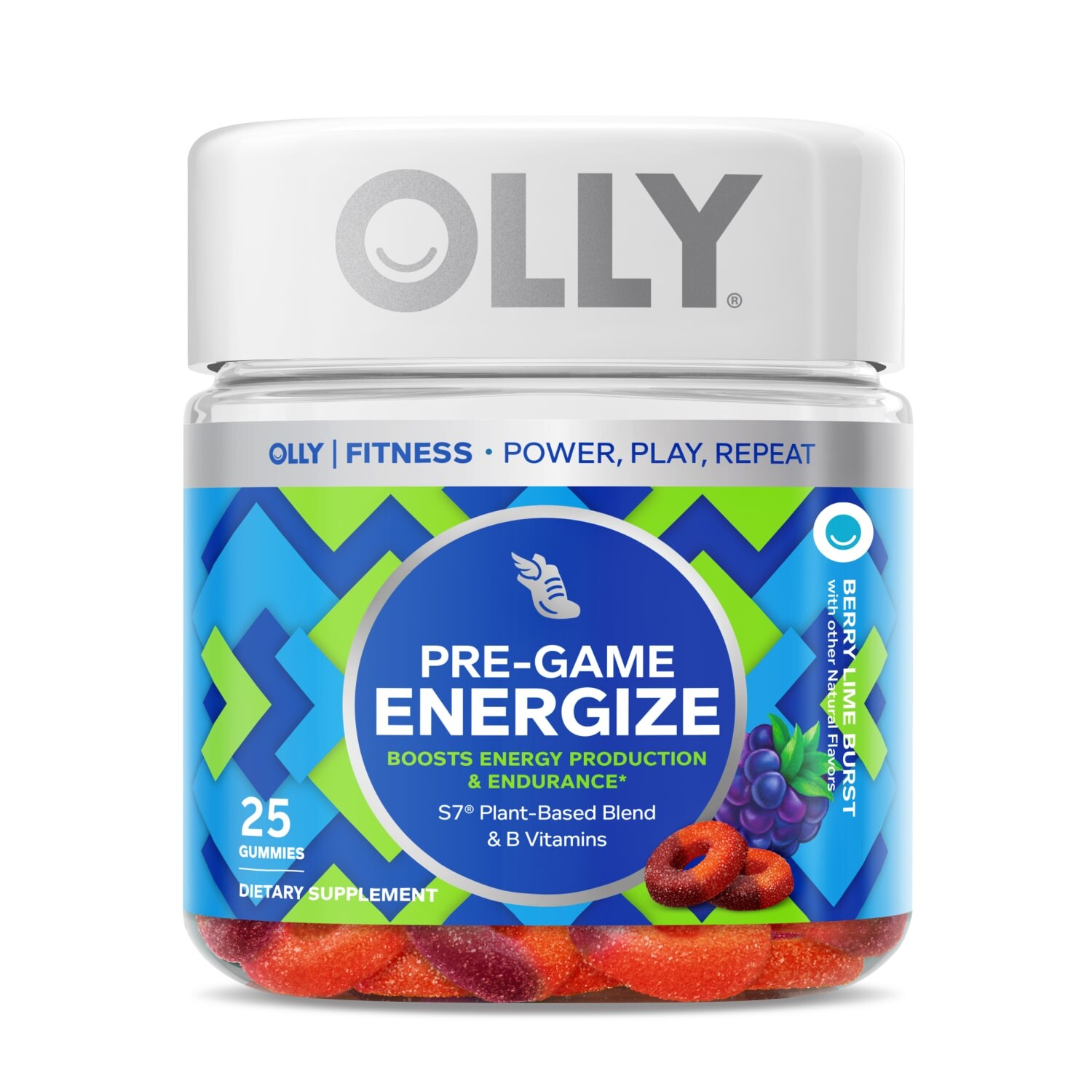 OLLY Pre-Game Energy Gluten Free Gummies, Berry Lime Flavor, 25 Ct , CVS