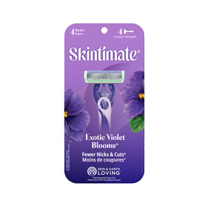Skintimate Exotic Violet Blooms - Rasuradoras desechables de 4 hojas, 4 u.