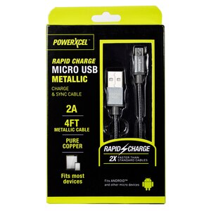PowerXcel 4FT Micro 2A Cable, Grey , CVS