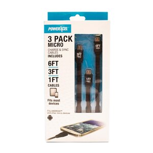 Powerxcel 3 Pack Micro Charge & Sync Cables