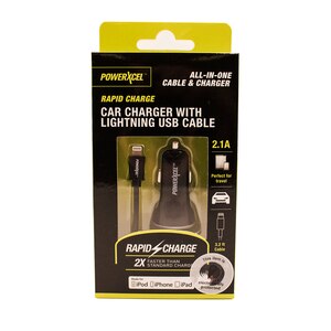 Powerxcel - Cargador para auto con cable USB-Lightning