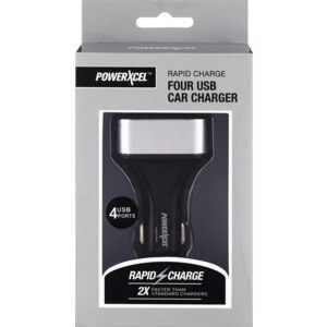 Rapid Charge 4 USB Car Charger, Silver