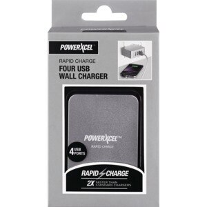 Rapid Charge 4 USB Wall Charger, Silver