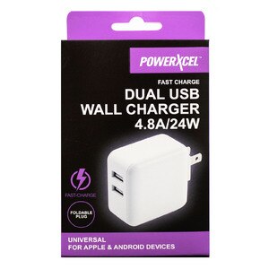 PowerXcel Fast Charge 24 Watt Dual Wall Charger, White , CVS
