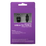 PowerXcel USB-A to Type C Ultra Durable Charge and Sync Cable, Black, thumbnail image 3 of 4