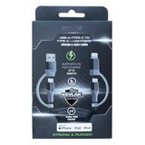 PowerXcel 4 In 1 Charge and Sync Cable with Kevlar Shielding- USB A, Type C to Type C, Lightning, thumbnail image 1 of 4