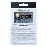 PowerXcel 4 In 1 Charge and Sync Cable with Kevlar Shielding- USB A, Type C to Type C, Lightning, thumbnail image 3 of 4