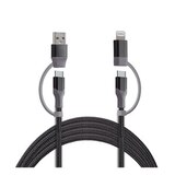 PowerXcel 4 In 1 Charge and Sync Cable with Kevlar Shielding- USB A, Type C to Type C, Lightning, thumbnail image 4 of 4
