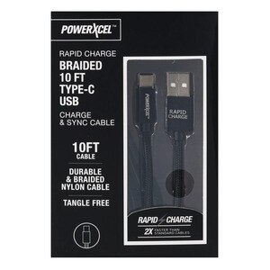 PowerXcel Type C To Lightning Charge And Sync Cable With Kevlar Shielding, Black , CVS