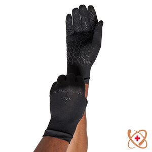 Copper Fit ICE Compression Gloves Infused with Menthol, Black, Large/X-Large