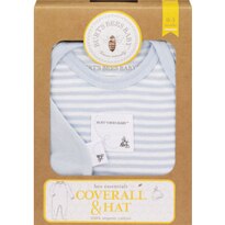 Burt's Bees Striped Coverall & Solid Hat, Sky Stripes